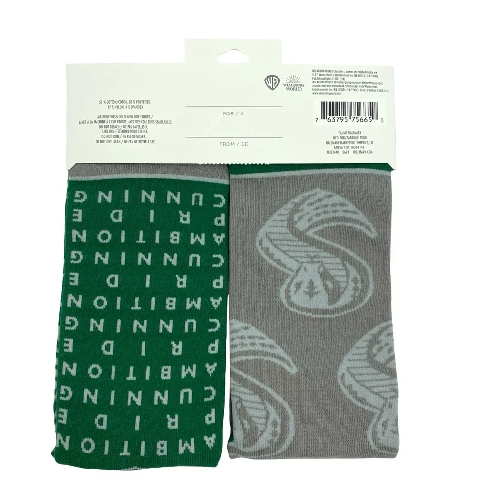 Wizarding World of Harry Potter x Hallmark Slytherin Crew Socks New